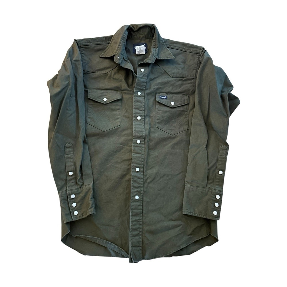 Wrangler Mens Western Pearl Snap Heavy Cotton Like Brushpopper M